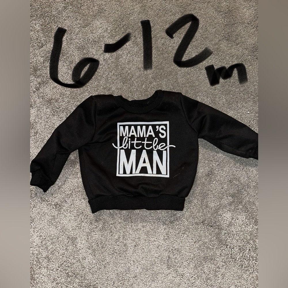 6-12 Months Black Sweatshirt - Mama's Little Man